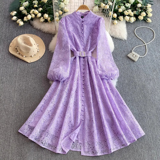 Elegant Embroidery Lace Evening Dress