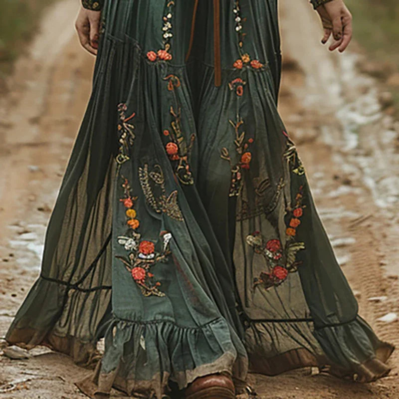 Boho Retro Floral Maxi Dress