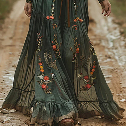 Boho Retro Floral Maxi Dress
