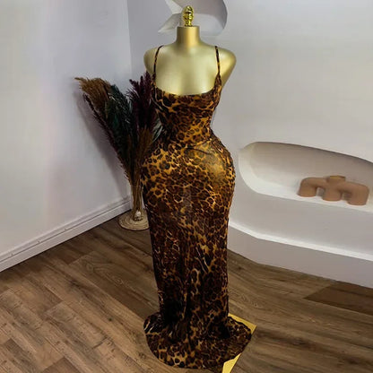 Leopard Print Sleeveless Maxi Dress