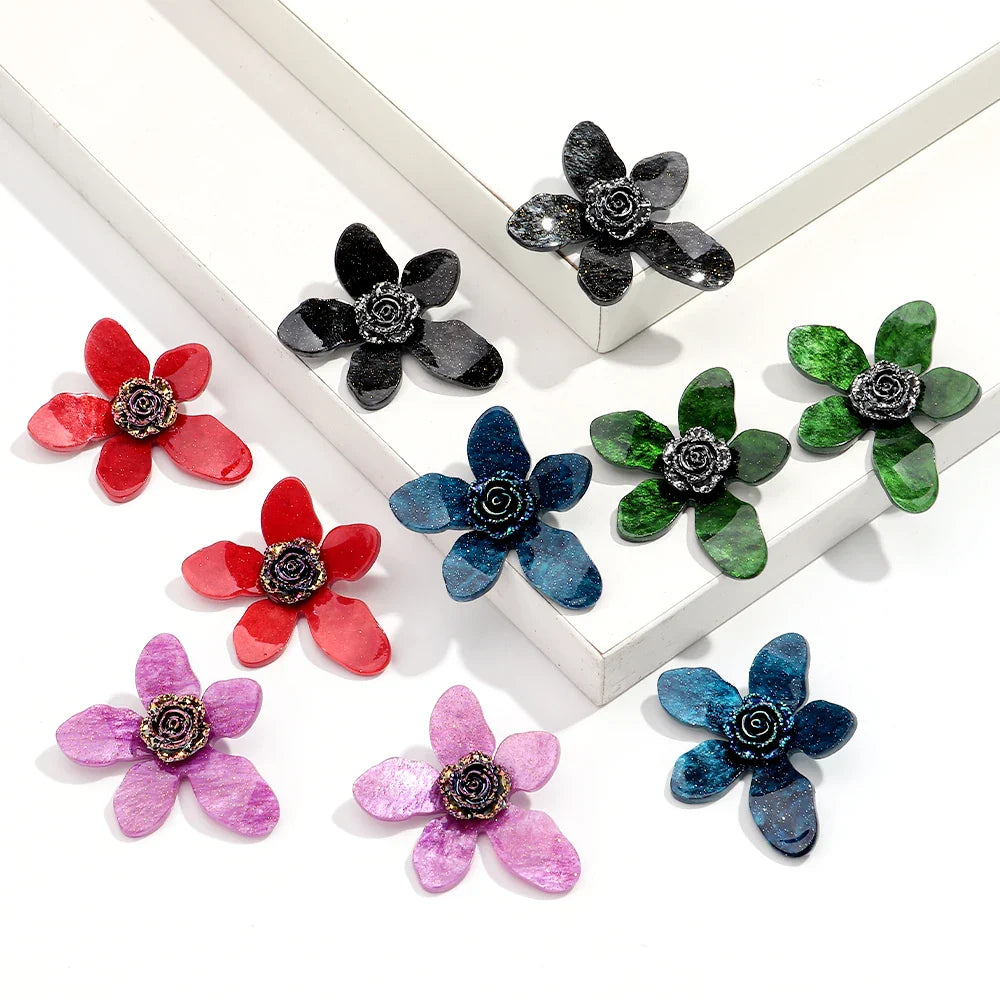 Large flower statement earrings