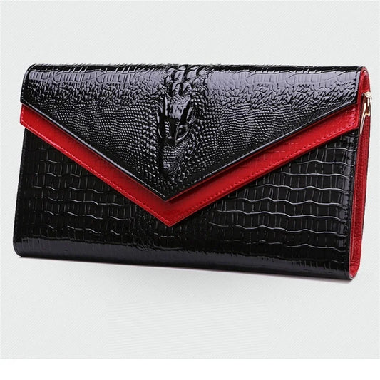 Women Alligator Pattern Leather Clutch Bag