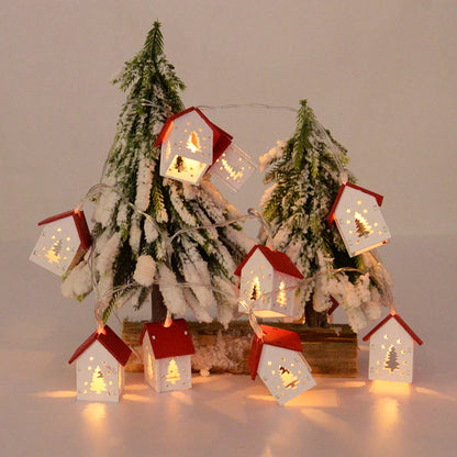 Christmas Wooden House Lights