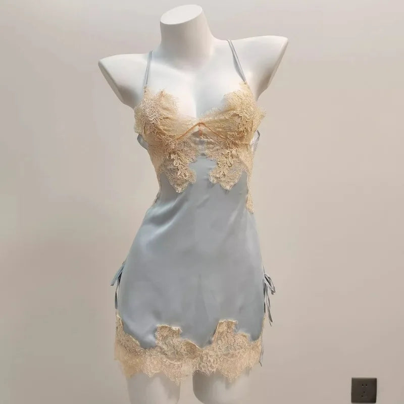 Sexy Ice Silk Lace Pajamas