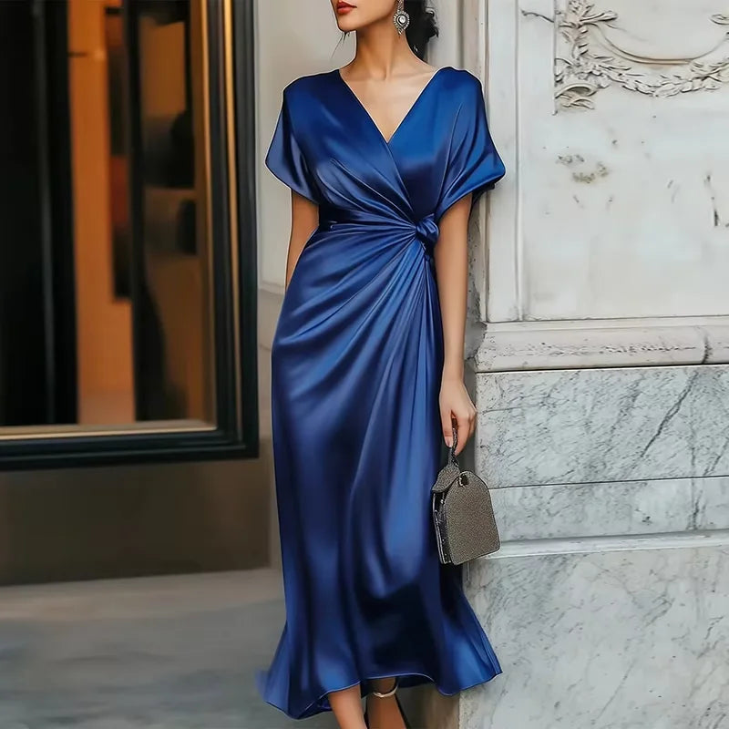 Asymmetric V-Neck Maxi Dress