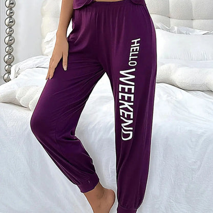 Letter Print Casual Home Pants