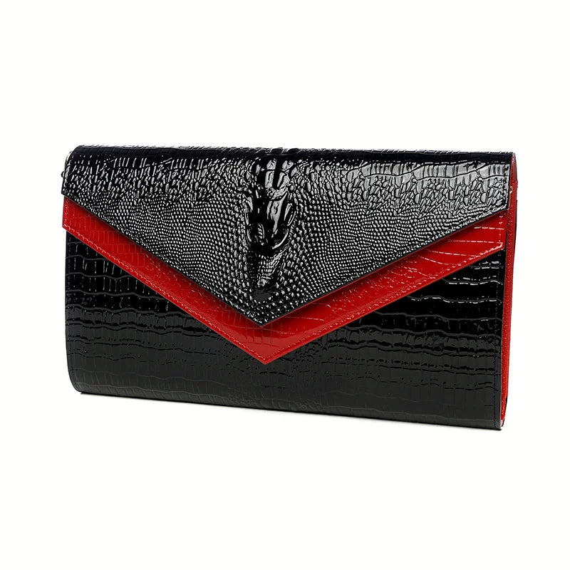 Women Alligator Pattern Leather Clutch Bag
