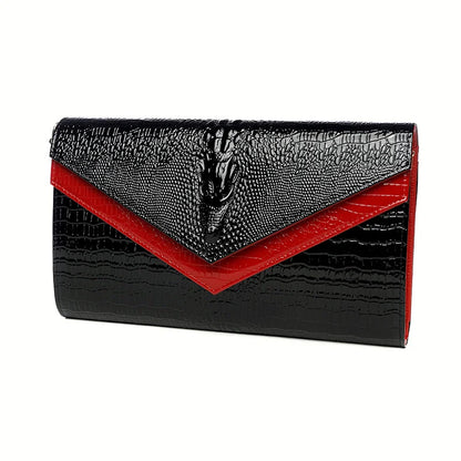Women Alligator Pattern Leather Clutch Bag