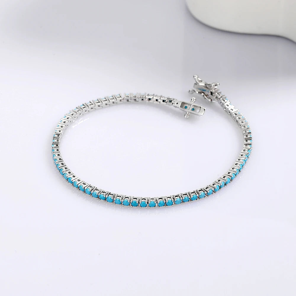 Turquoise Silver Tennis Bracelet
