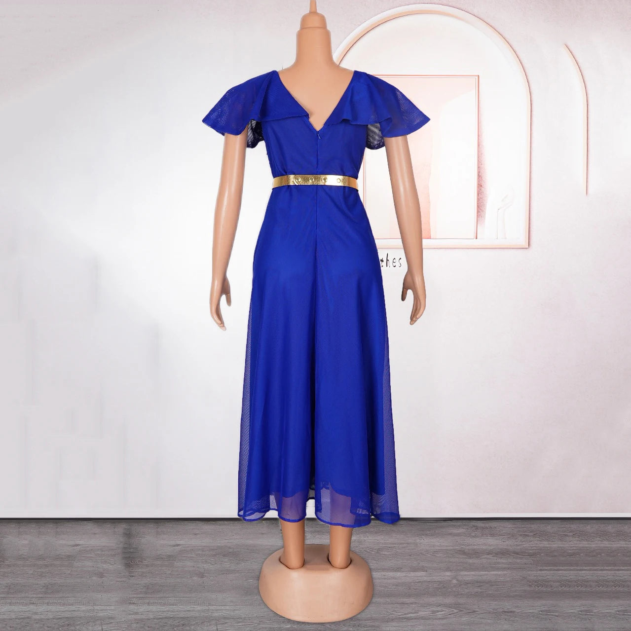 Elegant Ruffle Sleeve Party Dress