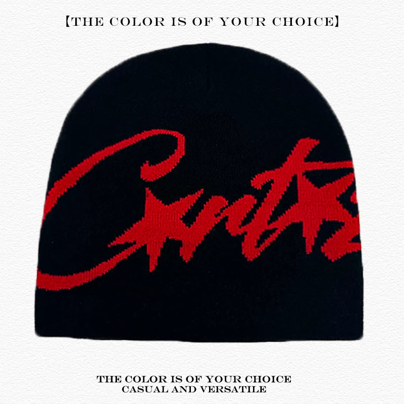 Leopard Print Letter Knit Beanie