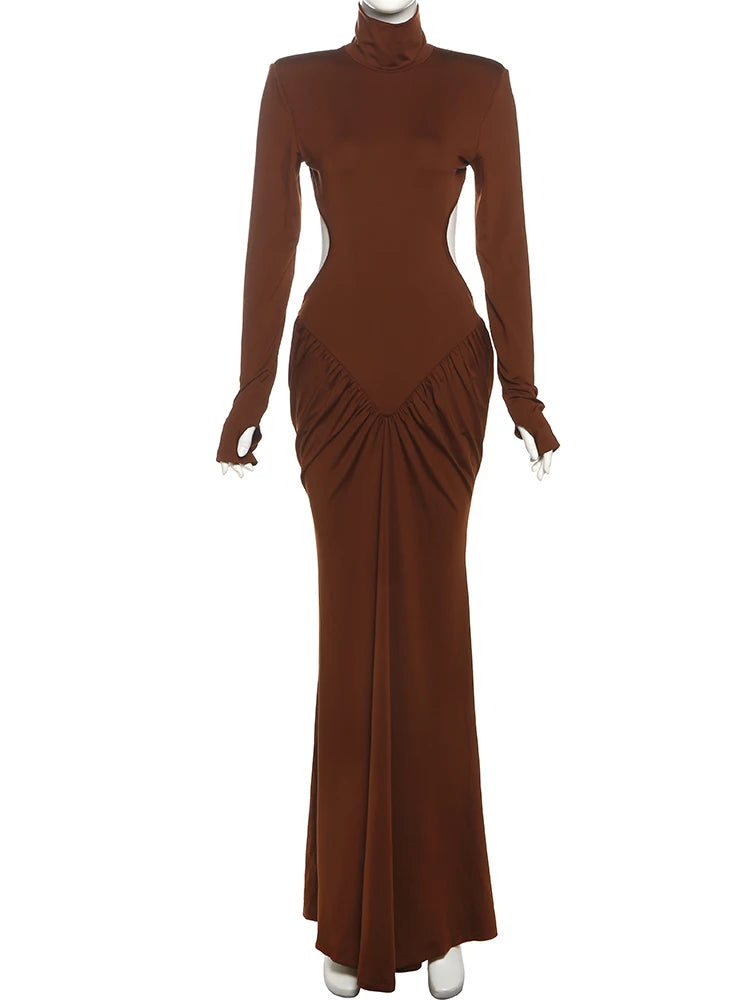 Backless Ruched Maxi Evening Dress