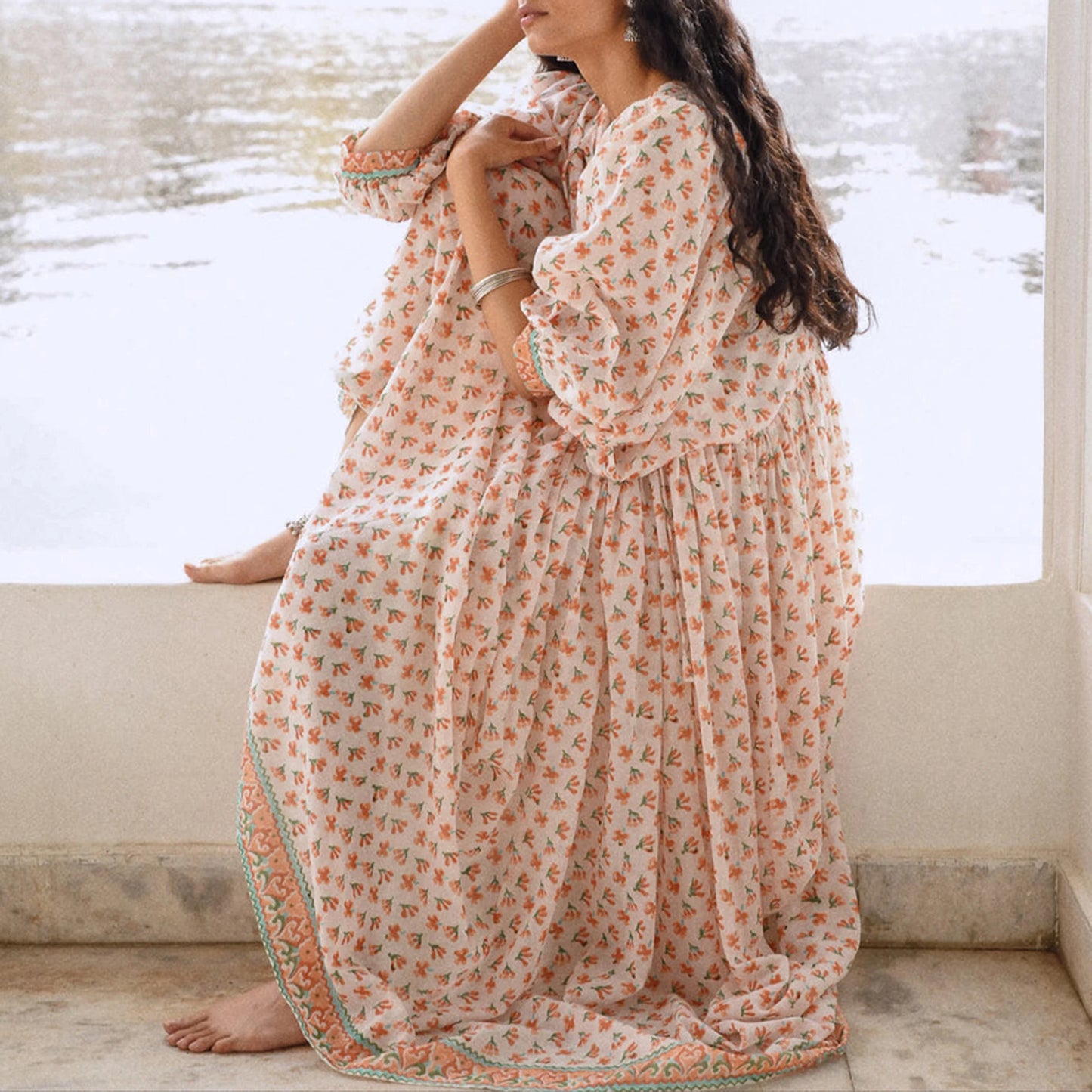 Floral V-Neck Swing Dress