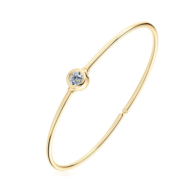 OXTAO Round Moissanite Silver Bangle