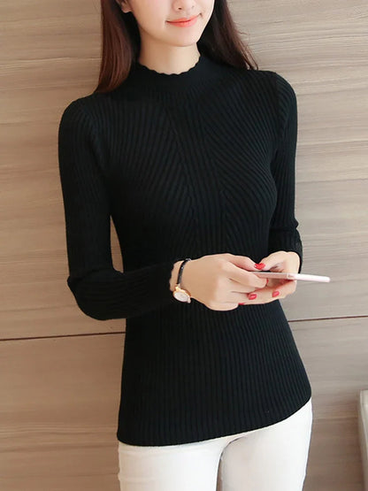 Ruffled Mock Neck Sweater