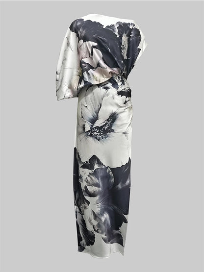 Asymmetric Bat Sleeve Dress