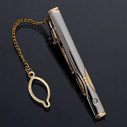 Gold Tie Clip With Chain