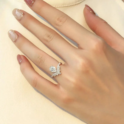 Sterling Silver Water Drop Moissanite Ring