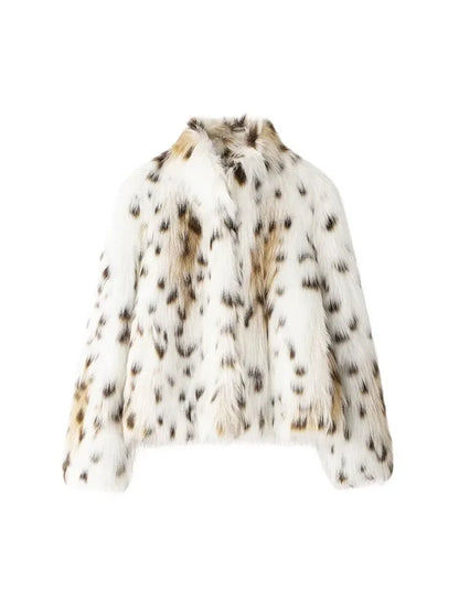 Stylish Animal-Print Fur Jacket