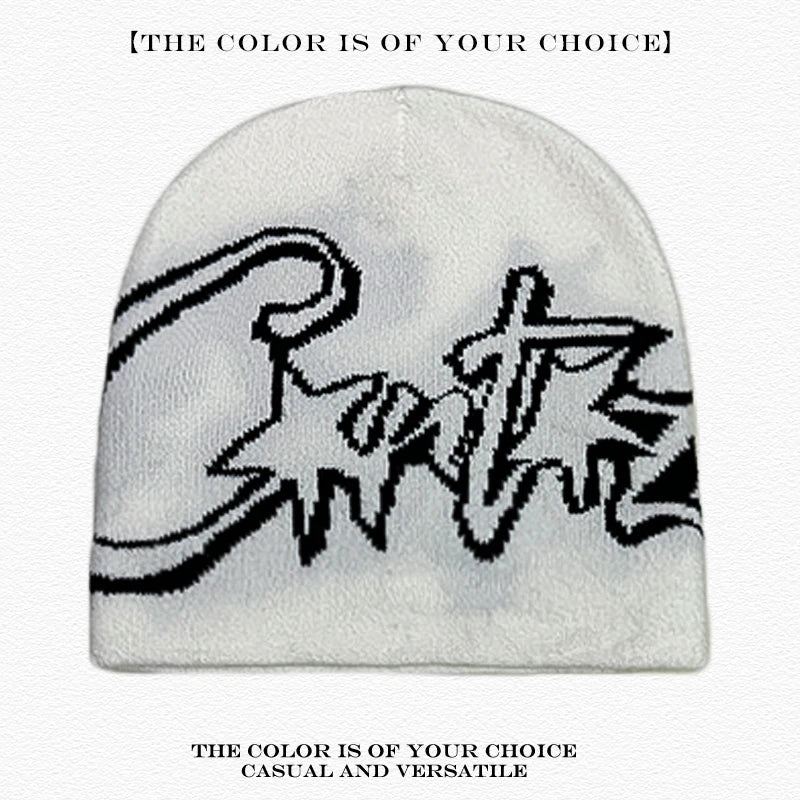 Leopard Print Letter Knit Beanie