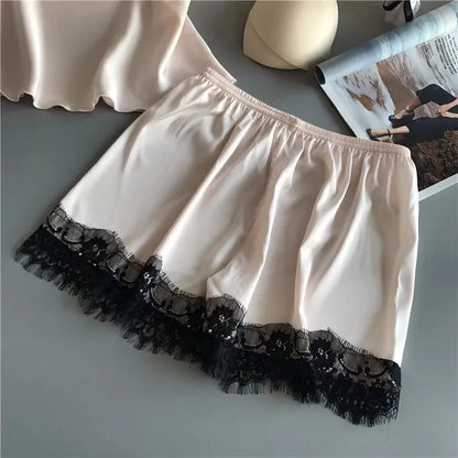 Women V-Neck Lace Pajama Set