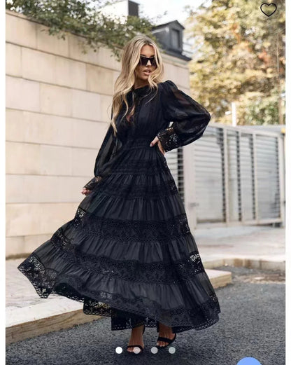 Lace Embroidery Maxi Dress
