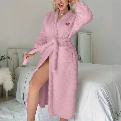 Women's Solid Color Waist Tied Robe