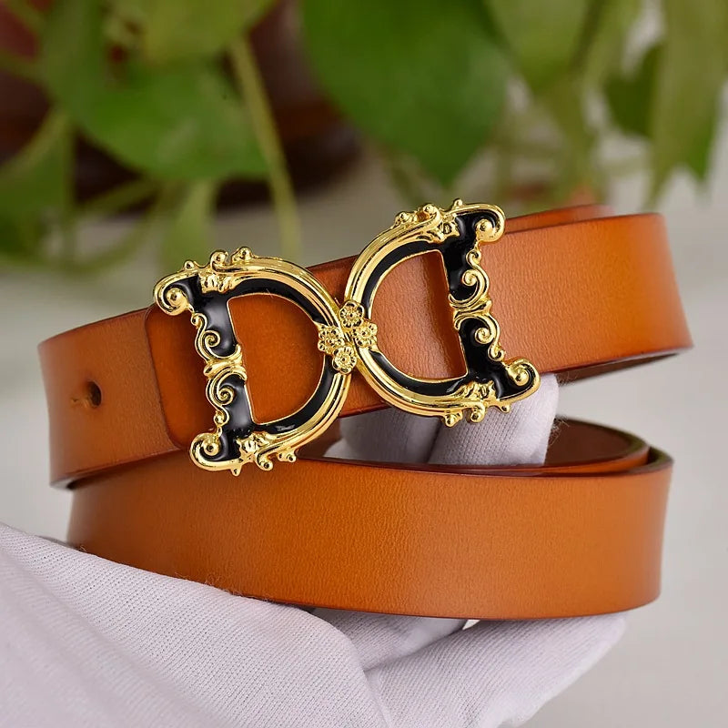 Thin leather fashion belt