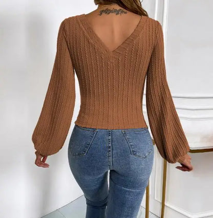V-Neck Knit Top