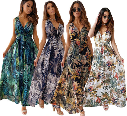 Boho V-Neck Backless Maxi Dress