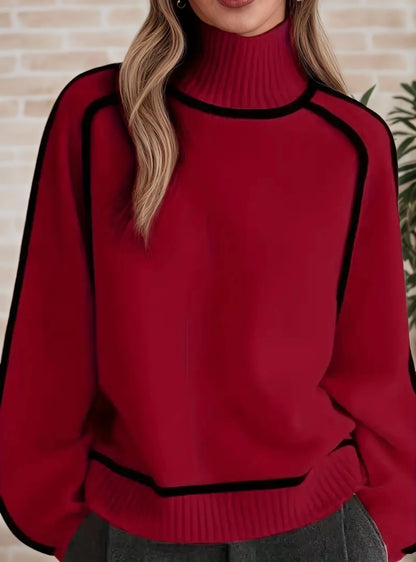 Color Block High Neck Sweater