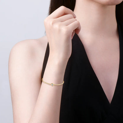 OXTAO Round Moissanite Silver Bangle