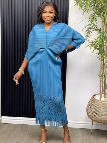 Autumn Pleated Midi Dress – Miyake Inspired