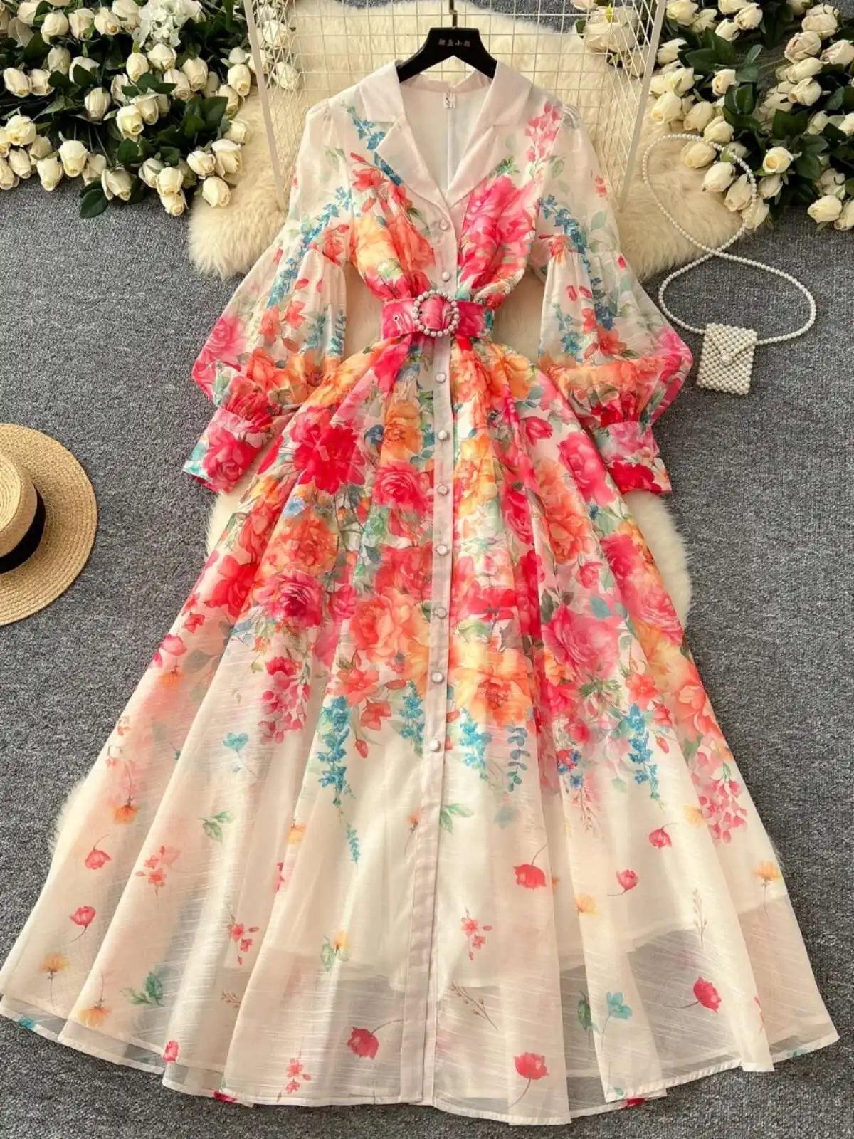 Floral Pearl Maxi Dress