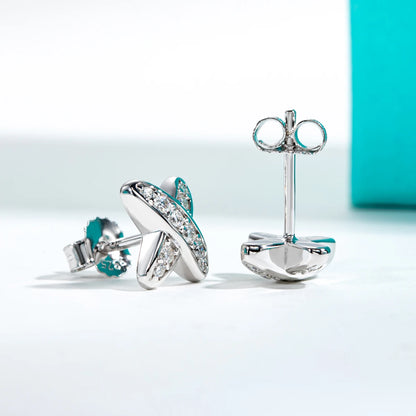 Cross Moissanite Stud Earrings