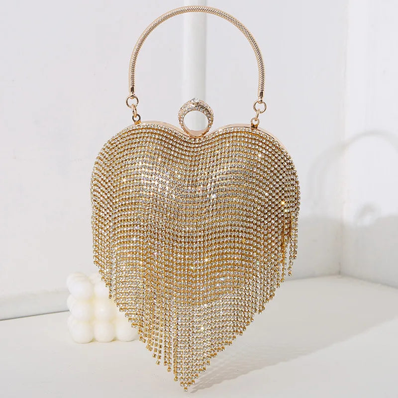 Rhinestone Heart Evening Bag