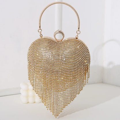 Rhinestone Heart Evening Bag
