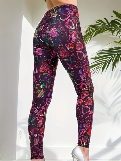 Heart-shaped print leggings