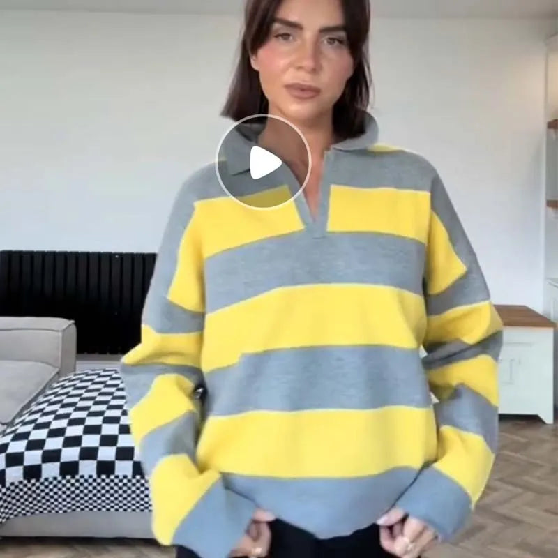 Striped Polo Neck Sweater