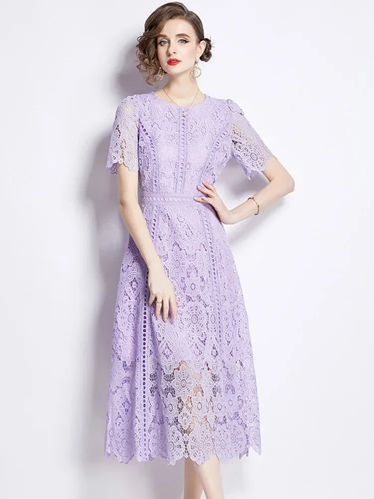 Elegant Lace Hollow Summer Dress