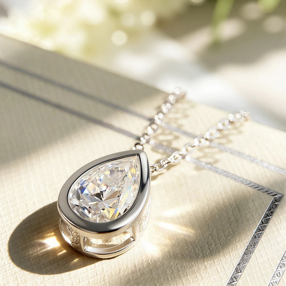 Pear Moissanite Necklace