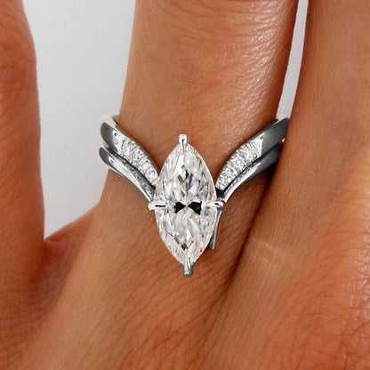 BXINY Marquise Cut Moissanite Ring Set