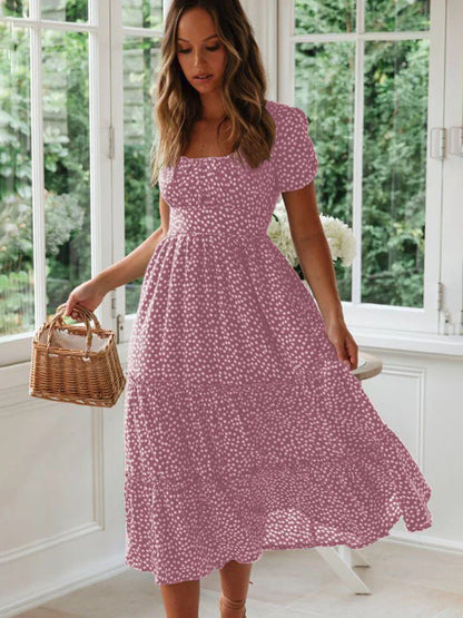 Floral Square Neck Midi Dress