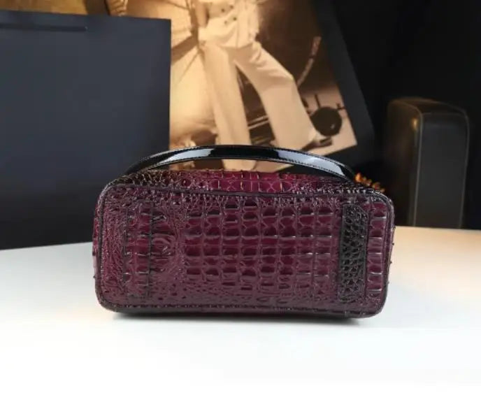 Genuine Leather Crocodile Print Tote Bag