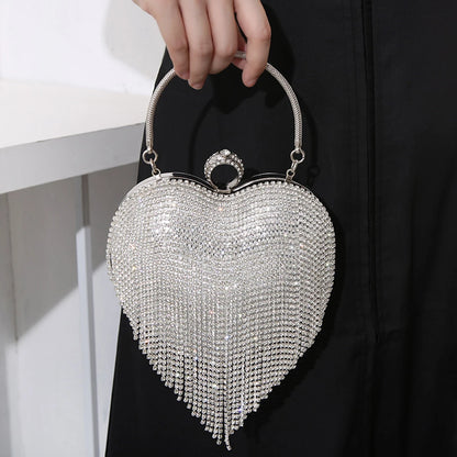Rhinestone Heart Evening Bag
