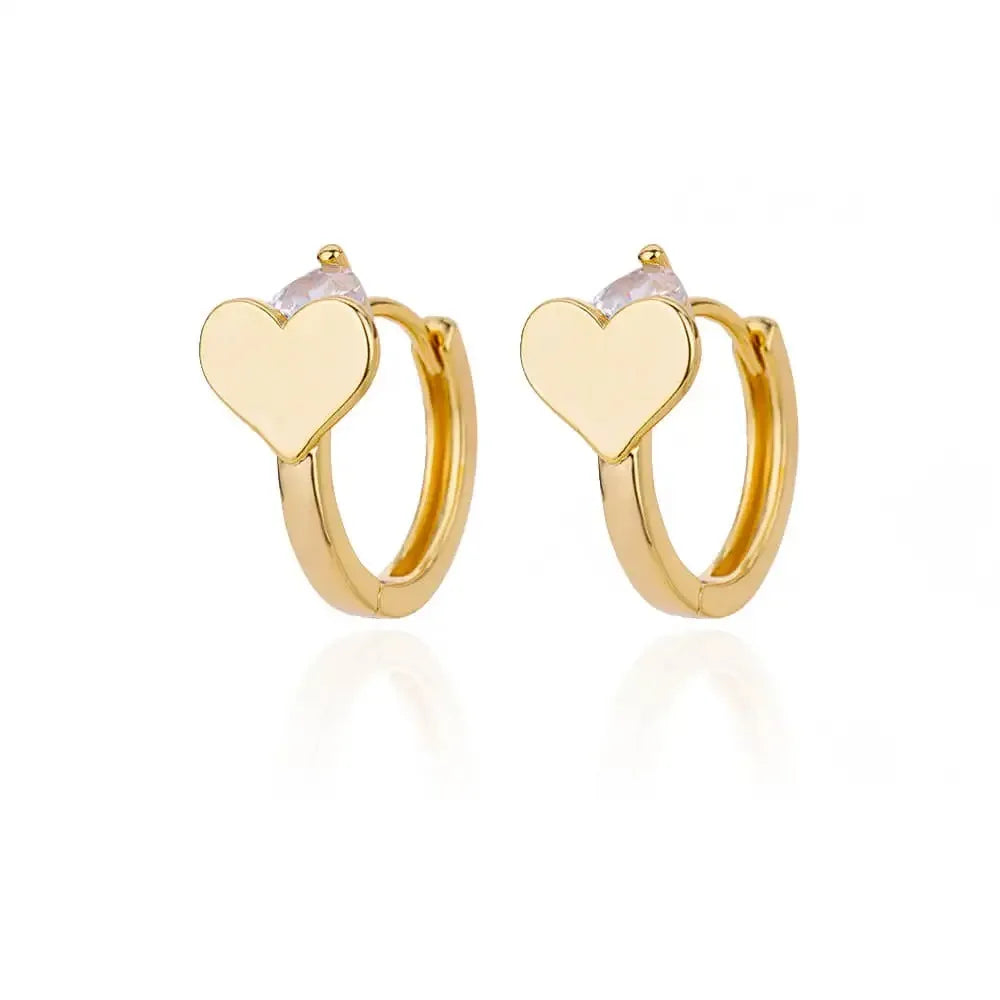 Hollow zircon heart earrings