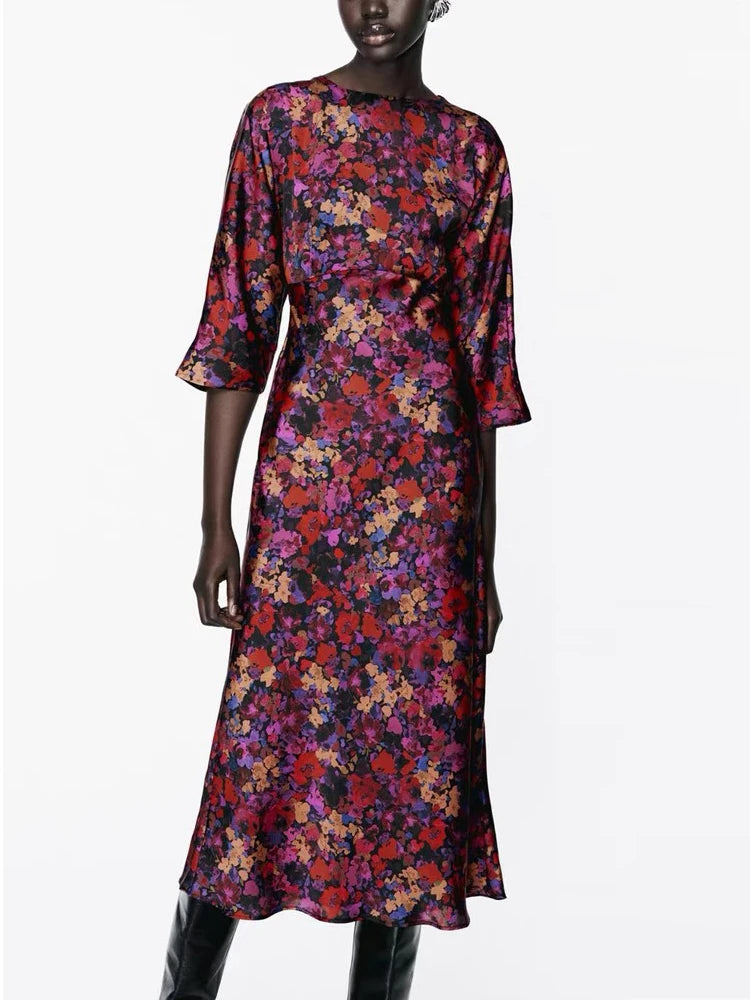 Floral Pleated Maxi Dress