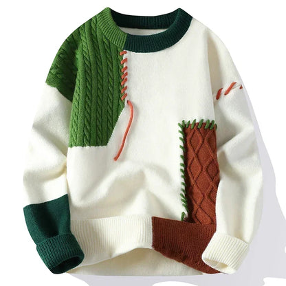 Korean Patchwork Knit Sweater
