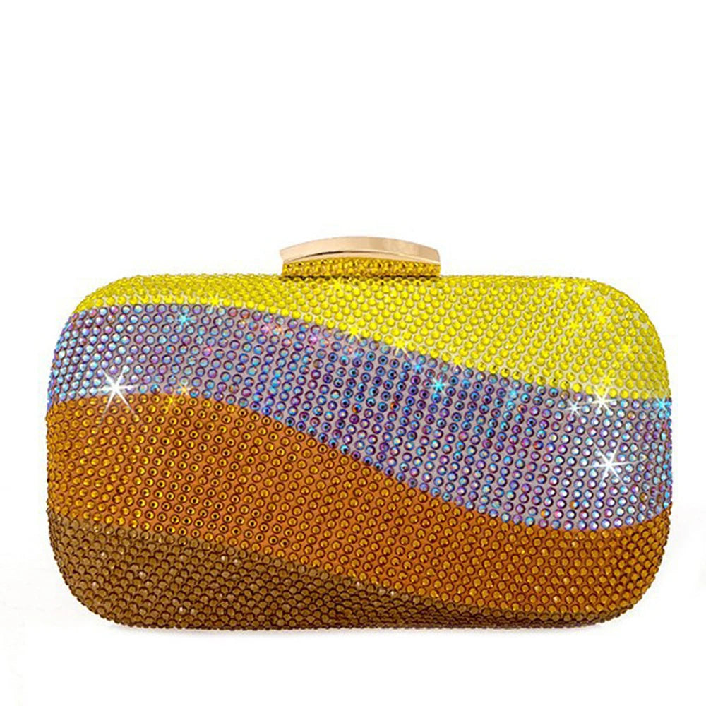 Rainbow Crystal Evening Clutch Bag