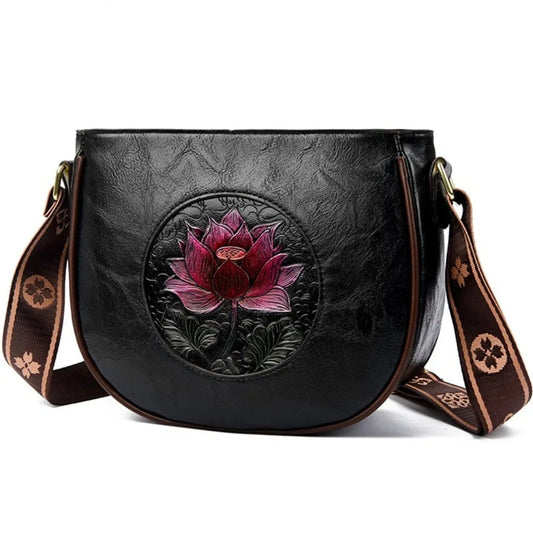 Floral PU Leather Shoulder Bag